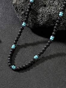 diffone Fashion Handmade 6mm Stone Bead Vintage Men's Short Beaded Necklace Party Jewelry - Men's Beaded Short Necklace - View 8