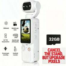 Entry-Level Professional Vlog Handheld Camera (Includes 32GB SD Card) 180° Rotating Lens Dual Fill Light (Shooting + Recording), Entry-Level Professional Camera, 2000mAh Long Battery Life, Suitable For Vlog Shooting, As Webcam, Cycling, Hiking And Sports Recording, Video Log Camera Full Body Camera, Suitable For Video And Recording, Blogger Entry-Level Camera, Perfect Life Recording And Travel Gift - Multicolor - View 10