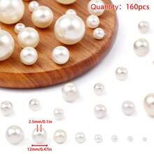 4-16mm Ngà voi ABS Ngọc trai Giả Hạt Với Thẳng Lỗ Đối với Quý cô Vòng tay & Vòng cổ DIY Làm đồ trang sức Chất liệu - Lỗ thẳng màu be - Xem 27