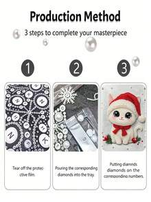 Cat Pattern Pearl Painting Set Adult Round Half Pearl Rhinestone Art Craft Home Wall Decor Holiday Gift - Sets - View 5