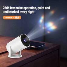 High Definition Smart Mini Projector, 50 ANSI Lumens Brightness, 180° Rotatable Portable Home Theater Projector, No Screen Required, Project On Wall For Use, Equipped With Remote Control, Suitable For Bedroom, Living Room, Office, Outdoor Camping And Home Gatherings - White - View 2
