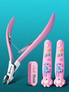 4pcs Stainless Steel Cuticle Nipper Set, Cat Paw Handle Cover + Pointed Tip Protective Cap, Cartoon Nail Grooming Tools, Suitable For Home And Salon Nail Care - Multicolor - View 9