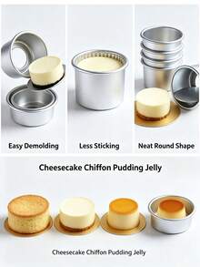 Juego de Navidad de 4 piezas de moldes redondos antiadherentes de 2 pulgadas para pudín y moldes de pastel con fondo desmontable - Adecuado para tarta de queso, pan, pizza, pastel de gasa y caramelos blandos - Herramientas de cocina DIY, Tenga en cuenta que el tamaño de 2 pulgadas es pequeño, solo adecuado para hacer - Plateado - Ver 7