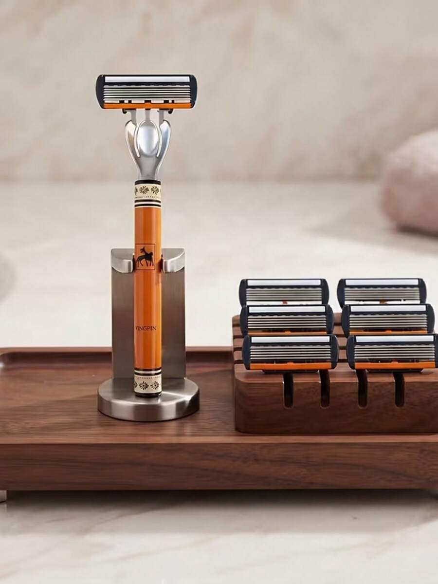 Men's Manual Shaving Kit - Ultra-Sharp 6-Blade Head, Replaceable Blades, Ergonomic Handle Design, Essential For Precise And Smooth Shaving, Reusable Replacement Blades, Perfect Gift For Father's Day And Birthday (Gift Box Not Included) Halloween, Christmas