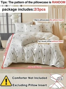 2/3件組白色小玫瑰刺繡被套組，極簡溫柔Ins風床上用品，適合四季使用，柔軟透氣現代裝飾被套，適用臥室、宿舍通用，Queen/King尺寸（1件被套 + 1/2件枕套，不含填充物） - 黑與白 - 查看 5