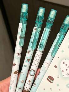 4pcs Chocolate Mint Cake Automatic Pencil, Girly Style Student Pencil, Durable, 0.5mm Lead - Chocolate - View 4
