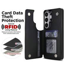 WEFOR Wallet Phone Case For Galaxy S26 S25 S25 S24 S23 S22 Ultra Plus S25Edge 24 FE, Multi-Card Slot Design, Magnetic Clasp, Built-In Stand, Shockproof Protective Cover, Compatible With IPhone 18 17 AIR 16e 16 15 14 13 12 11 Pro Max XR XS MAX, Magnetic Design, RFID Anti-Theft Card Slot, Magnetic Phone Protective Case, Shockproof, Unisex - Black - View 4