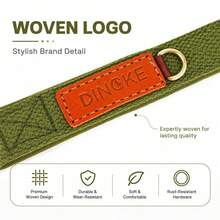 Double D-Ring Heavy-Duty Dog Collar, Comfortable Neoprene Lining Pet Collar To Protect Fur, Vintage Style Woven Collar, Adjustable Pet Neck Strap, Suitable For Small And Medium Dogs For Home/Outdoor/Hiking - Green - View 5