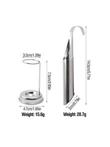 1 Set Saringan Teh Stainless Steel 304 dengan Dudukan Penyimpanan yang Sesuai, Saringan Teh Daun Lepas Gantung, Saringan Teh Jaring Halus yang Dapat Digunakan Kembali, Alat Seduh Teh Gantung Cangkir, Aksesoris Teh - MultiWarna - View 2
