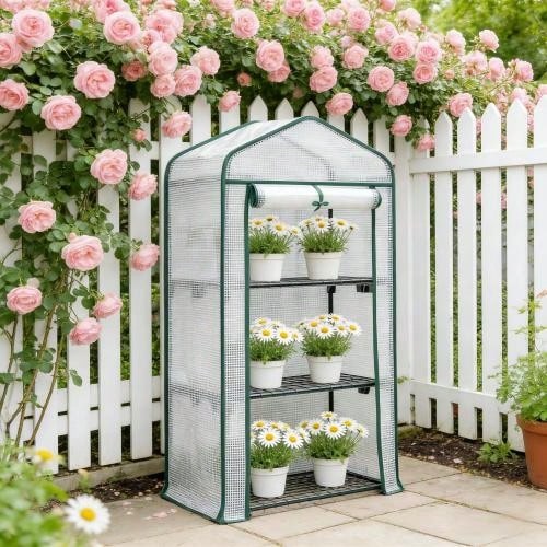 Plant Protection,Outdoor Greenhouse,Greenhouse With Roll-Up Door,Terrace Greenhouse