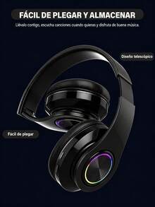 Wireless Bluetooth Gaming Stereo Headphones With RGB LED Lights - Black - View 4