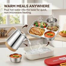 Kotak Bekal Bento Stainless Steel 304 untuk Dewasa, Wadah Makanan dengan Kompartemen, Wadah Persiapan Makanan dengan Sekat, Kotak Makan Siang Logam Terisolasi Portabel dengan Wadah Sup, Wadah Makanan untuk Perjalanan, Kotak Bekal Bento Sekolah dengan Tas Makan Siang dan Peralatan Makan - MultiWarna - View 5
