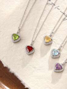1pc S925 Sterling Silver Exquisite Romantic Heart Necklace, Women's Light Luxury Niche High-End Jewelry, Fashionable Personalized Daily Commute Party Versatile Wear Elegant Elegant Collarbone Chain Neck Accessory - Love - View 9