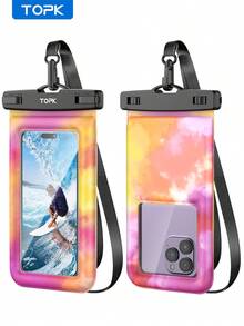 TOPK E09 Waterproof Phone Pouch, Universal Touchscreen Dry Bag With Adjustable Lanyard, Fits 4–7 Inch Smartphones For Swimming, Beach, Kayaking, Snorkeling And Outdoor Activities - Multicolor Tie-dye - View 10