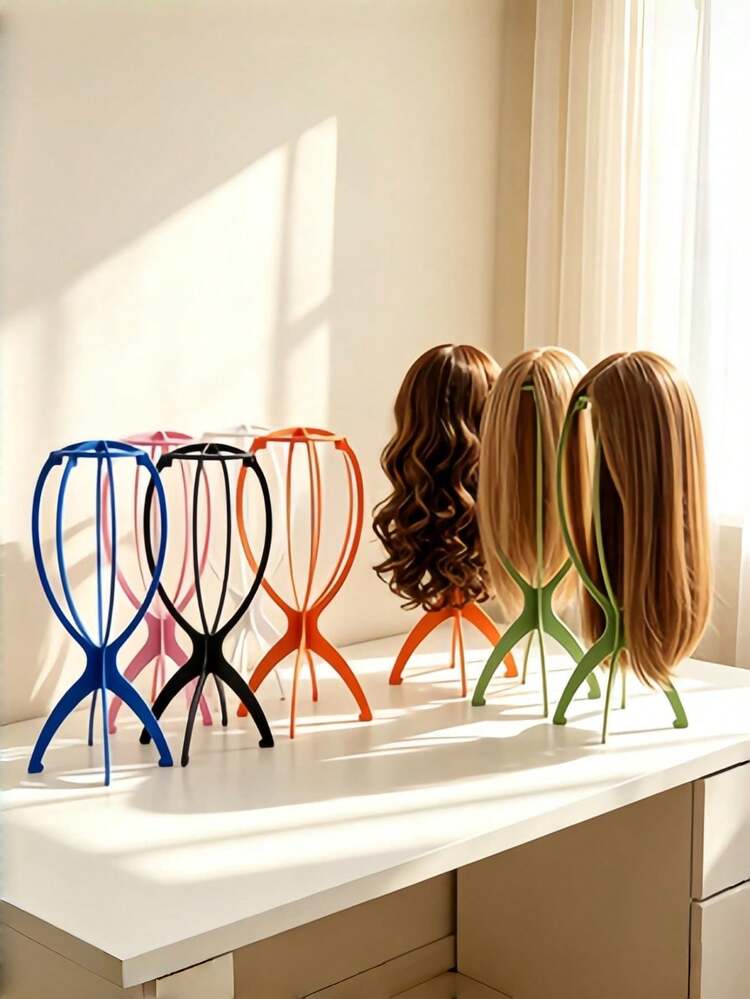 Portable Foldable Wig Display Stand, Portable Wig Rack, Suitable For Travel Salon, Home Wig Care, Wig Drying, Styling And Display - Multicolor - View 3