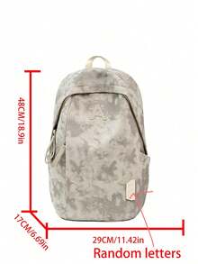 Dedoo Zipper Letter Embroidery Large Capacity Student Backpack, Simple Campus Style School Bag, Suitable For School And University Campus - Beige - View 9