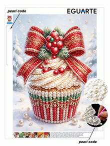 1pc/3pcs Pearl Painting Set Cupcake Theme Adult Round Half Pearl Rhinestone Art Handmade Home Wall Decoration Christmas Gift - Sets - View 4