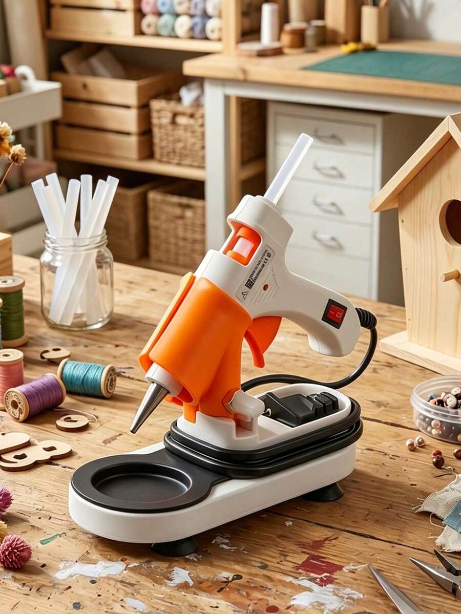 1pc Plastic Glue Gun Stand,Home Diy Repair Tool Glue Gun Stand, Multifunctional Universal Hot Glue Gun Stand,Universal Base For Hot Melt Glue Gun, Keeps Work Area Tidy - Multicolor - View 1