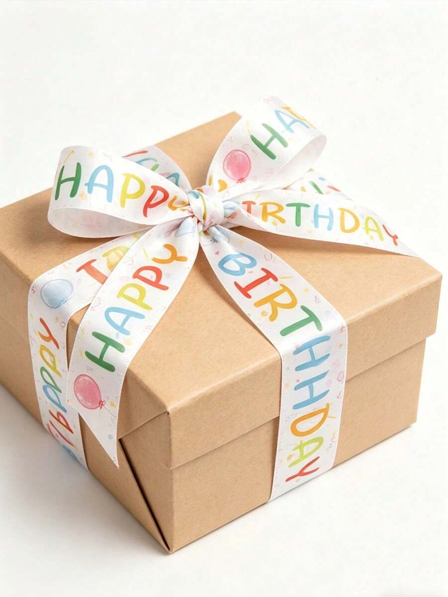 10 Yards Colorful Birthday Party Ribbon | Gift Box, Cake Box, Packaging Ribbon Suitable For Gift Wrapping, DIY Bow Making - View 1