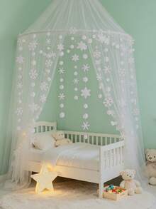 3pcs Cute Room Decor Snowflake, Laser And White Paper Snowflake Hanging Decorations, Suitable For Baby Shower Decoration, Holiday Hanging Decor, Children's Room Decoration - Multicolor - View 7