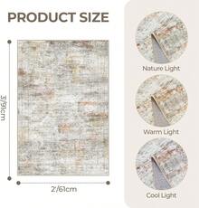 Alfombra de pasillo antideslizante para dormitorio, alfombra lavable con reverso de goma - Alfombra suave de pelo corto para cocina, lavandería, baño (61 x 244 cm, beige/marfil) - Plateado - Ver 2