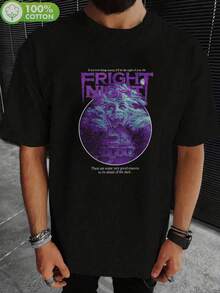Camiseta negra de cuello redondo para hombre con la imagen de la clásica película de terror "Fright Night", disponible en todas las tallas. - Negro - Ver 6