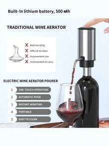CLITON 4合1不鏽鋼電動紅酒開瓶器禮盒，USB充電一鍵式套組，附充氧倒酒器、真空塞、箔紙切割器，適用紅酒與白葡萄酒，便攜家用酒吧派對使用，適合節日、生日、週年紀念送給葡萄酒愛好者的完美禮物 - 其他 - 查看 7