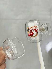 Cherry Sparkling Gold Red Letter Toothbrush Holder - Cute Design Travel And Home Storage Box With Transparent Lid, Compact Portable Design Easy To Carry, Protects Toothbrush Head, Dual Drainage And Ventilation Function, Suitable For Home, Dorm And Travel Use | Cute Toothbrush Head Storage Box, Suitable For Bathroom Storage, Suitable For Home And Dorm Use - Multicolor - View 5