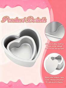 Heart Shaped Cake Pan With Removable Bottom, Nonstick Aluminum Cheesecake Mold, Mother's Day Birthday Wedding Bakeware - Silver - View 7