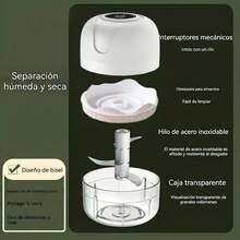 [Licuadora de alimentos]Mini Procesador de Alimentos Eléctrico Picador de Ajo de 250ml, Triturador Portátil Recargable USB para Cocina, YRQC - Blanco - Ver 4