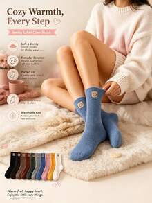 1/2/3/4/5/6/12 Pasang Kaos Kaki Wajah Tersenyum Lembut & Hangat, Nyaman & Halus, Cocok Untuk Pemakaian Sehari-hari, Membuat Setiap Langkah Lembut Dan Hangat. Kaos kaki ini memiliki label wajah tersenyum yang lucu, desain penyangga lengkung kaki, bahan anti selip, cocok untuk mendaki gunung, kebugaran, dan aktivitas lainnya. - MultiWarna - View 4
