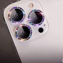 Silver Camera Lens Protector Film, Compatible With IPhone 17pro Max/16/15/14 Plus/13/12/11 Phone Lens Protector Film, Full Coverage Camera Glass Film, Shiny Star Lens Decoration Sticker, Fashionable Phone Accessory, Effective Scratch Resistance - Silver - View 6