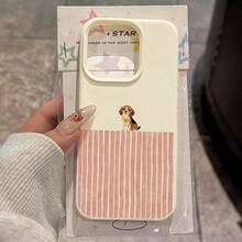 1pc TPU Material Cute Beagle Dog Striped Pattern Phone Case Compatible With IPhone 17 Pro Max/17/16 Pro Max/15/13/12/11/ S20 FE/A15/S24/A55/ Note 11/Note 12/Note 13 Pro Full Coverage Anti-Drop Soft Shell Phone Protective Cover - White - View 2