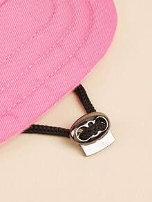 1 pieza Gorra de béisbol con logo R, bloques de color marrón, rosa y blanco, diseño de perro teddy, protección solar, gorra de béisbol casual - Rosa - Ver 6