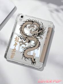 棕色龍圖騰平板保護殼，兼容 iPad Air 11 吋 M3 2025/M2 2024、Air 第 5 代 2022、Air 8 2026 (11/13 吋)、(A16) 11 吋第 11 代 2025、Galaxy Tab、Kindle Paperwhite 第 12 代 2024，透明背蓋時尚圖案保護殼，自動休眠/喚醒功能，氣墊防摔保護，適合禮品與辦公使用 - 彩色 - 查看 3