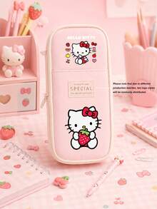 SANRIO Cute Hello Kitty Print Large Capacity Pencil Case, Multi-Function Pencil Box, Cosmetic Storage Travel Bag, Aesthetic Campus Stationery Organizer - Multicolor - View 1