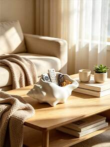 Cream White Seashell Shaped Storage Box, Nordic Style Home Decor Bathroom Toothbrush Holder, Multi-Functional Desktop Storage Container, Can Store Keys, Small Accessories, Succulent Plants, Suitable As Cute Decorative Gift For Ocean Lovers - Multicolor - View 8