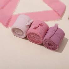 Random 3 Rolls - Handmade Edged Chiffon Ribbon, Suitable For Wedding Invitations, Mother's Day, Bridal Bouquets, Gift Wrapping, DIY Crafts, Rustic Wedding Invitations, Bows, Wreaths, Christmas Decorations, Home Decor, Wedding Parties And Valentine's Day Gift Wrapping - Multicolor - View 1