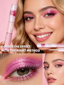 USHAS 2-In-1 Dual-Ended Liquid Eyeshadow, Matte Base And Glitter Shimmer Eyeshadow, High Pigment Waterproof Smudge-Proof Liquid Eyeshadow, Long-Lasting Colorful Eye Makeup, Suitable For Halloween Party Holiday Makeup - #05 Turquoise Mist - View 6