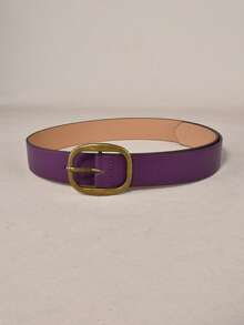 1pc Minimalist Fashion Versatile Women's Belt Solid Color Casual Punk Bohemian Vintage Court Style Party Cute Sexy Street Elegant PU Leather Women's Belt All Seasons - Purple - View 3