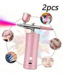 AXH. Portable Airbrush Kit (With Compressor) - Handheld Professional Airbrush Set With Compressor, Suitable For Painting, Tattoo, Nail Art, Model Painting, Makeup, Cake Decorating, Beauty And Personal Care, USB Rechargeable (Built-In Battery), Fragrance-Free - Multicolor - View 10