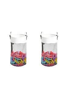 2pcs Hanging Storage Bag, Laundry Clip Bag, Hook Bag, Clasp Bag, Laundry Clip Organizer, Drawstring Mesh Bag With 2 Hooks, Suitable For Outdoor, Indoor, Kitchen And Bathroom Multi-Scenario Storage - View 7