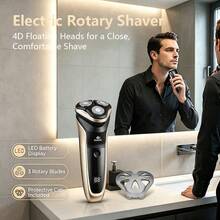 WEEME 1pc Men's Electric Shaver, Cordless Rotating Shaving Tool, USB Charging - Equipped With LED Intelligent Digital Display, Portable Electric Shaving Razor, Suitable For Travel And Daily Shaving. - Champagne Gold - View 5