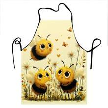 Cute Bees And Flowers Kitchen Apron Cooking Apron Baking Accessories For Men Women - White - View 10