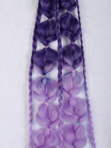 Ombre Gradient Bubble Braids Ponytail Hair Extension, Thin Side Braided Lantern Braid, Y2K Rave Festival Fake Hair Pieces With Elastic Hair Tie - Multicolor - View 5
