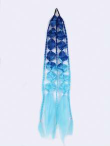 Ombre Gradient Bubble Braids Ponytail Hair Extension, Thin Side Braided Lantern Braid, Y2K Rave Festival Fake Hair Pieces With Elastic Hair Tie - Multicolor - View 17