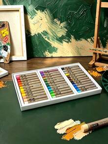 1 Set Dark Tone Soft Oil Pastel Crayons, 50 Colors Water-Soluble Smooth Soft Wax Crayons, Suitable For Oil Painting, Coloring, Drawing And Doodling - Sets - View 4