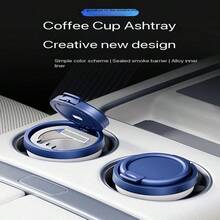 Car Ashtray Creative Multifunctional With Lid Automatic Car Ash Collector High-End Storage Item Car Coffee Cup Ashtray Metal Inner Liner Anti-Ash Fly With Lid Creative Personalized High Aesthetic One-Click Opening - Multiple Styles - View 6