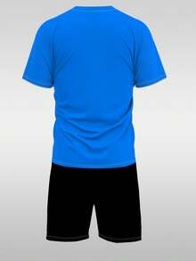 New Summer Men's Casual Set, Minimalist Printed Design, Breathable & Comfortable, Loose Fit Versatile, Suitable For Various Occasions, Refreshing And Neat Look. - Multicolor - View 3