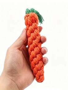 Durable Carrot-Shaped Dog Toy With Rope Knot - Interactive Teething Toy For Medium Dogs - Multicolor - View 4